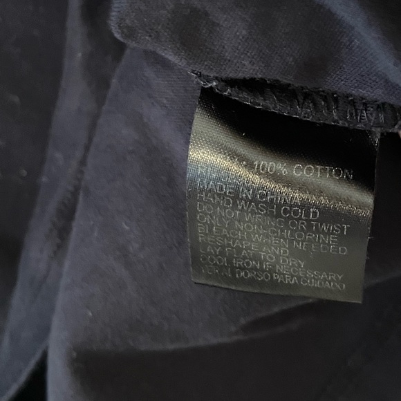 Gianni Bini Navy Blue 100% Cotton Round Neck Short Sleeve Casual Blouse Size L - Picture 6 of 6